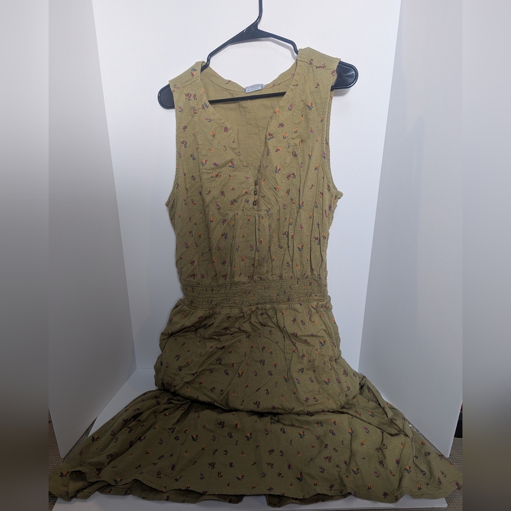 Prana Women's Size XL Green Floral Print Tiered Maxi Dress